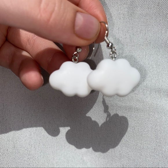White/Blue 1pair Cloud Drop Earrings - Picture 2 of 8